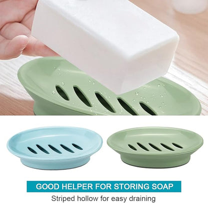 TCOTBE 2 Pack Soap Dishes,Removable Soap Drainers Plastic Soap Holder,Plastic Simple Double Compartment Drain Soap Box,Soap Saver Box Container for Bathroom,Blue, Green