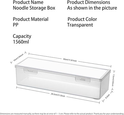Pasta Storage Container, Stackable Airtight Food Storage Box, Kitchen Noodle Organizer with Lid