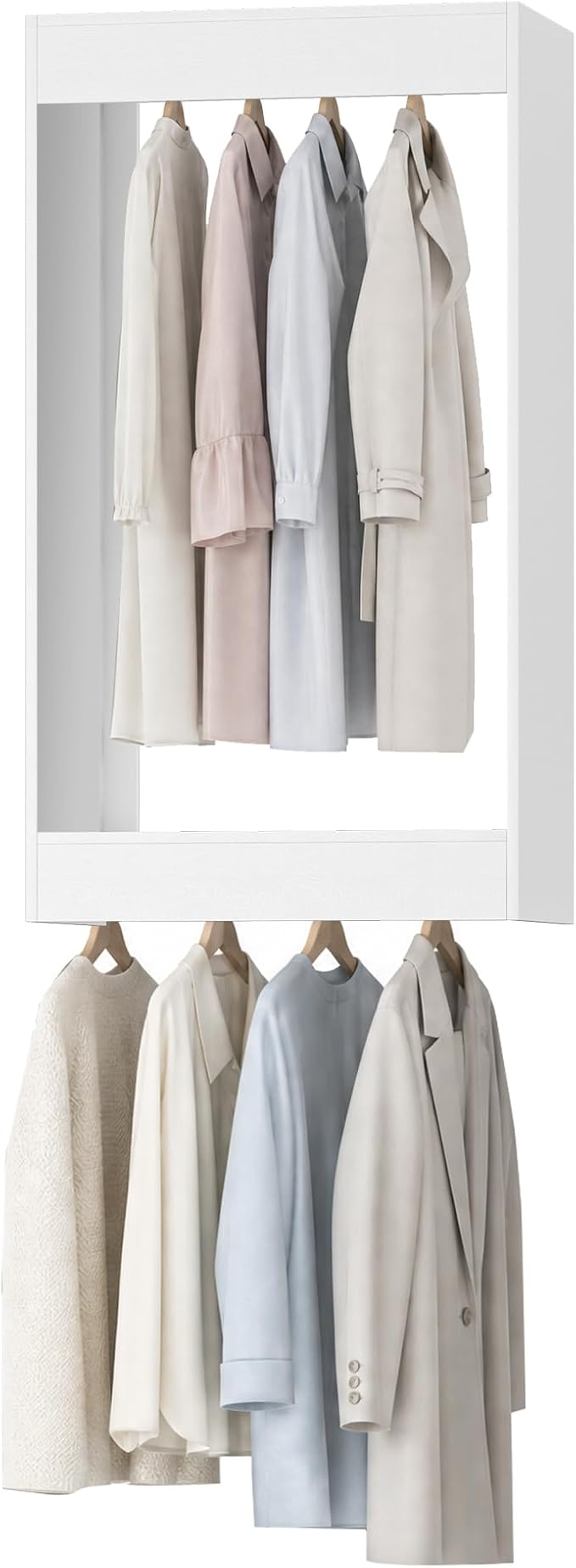 31.5" Wide Double Hanging Modular Closet System, Wall-Mounted Closet Organizer with Dual Hanging Rods, White