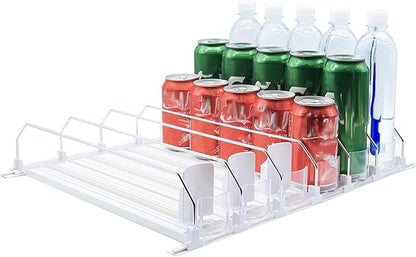 Automatic Drink Dispenser, Soda Can Dispenser for Refrigerator Drink Organizer for Fridge Pusher Glide, Width Adjustable 12oz 16oz 16.9oz 20oz Soda Can Organizer for Beverage (38cm)