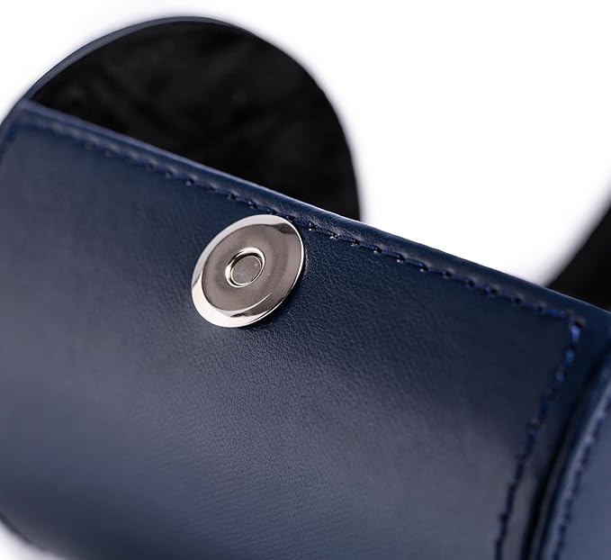 Tie Box for Men 's PU Ties case Necktie Organize Cylinder Leather Men’s Storage Portable Tie Roll for Travel Business Gifts (Dark Blue)