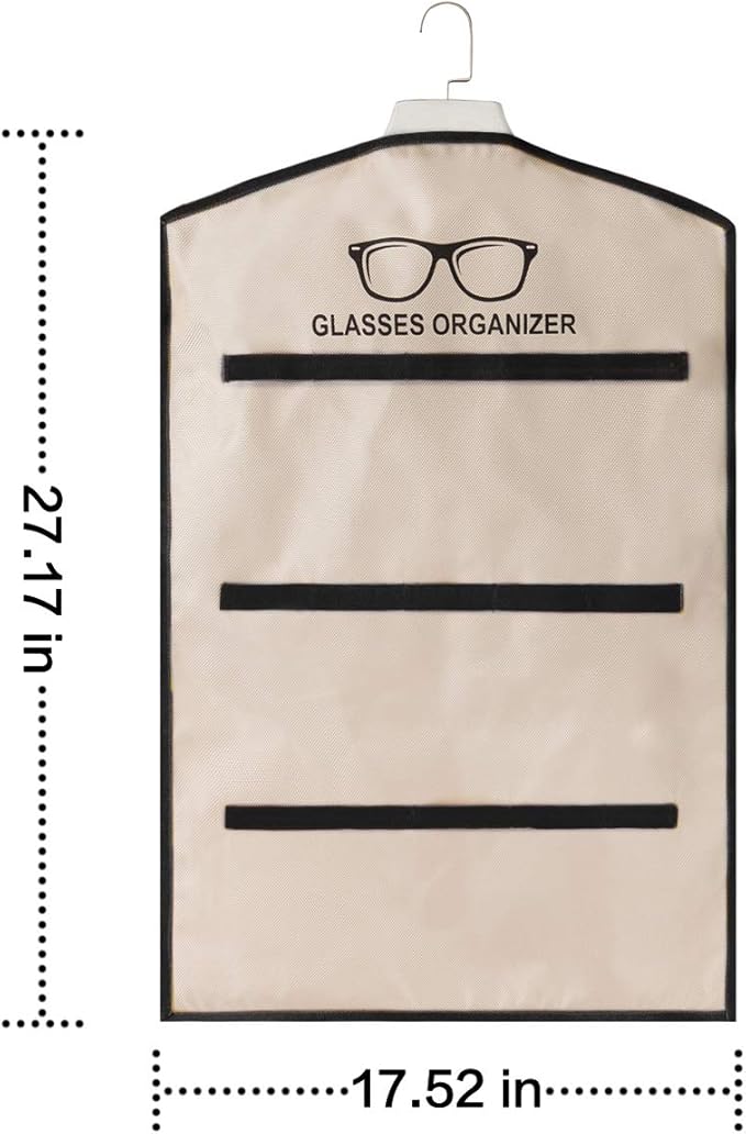 TRIUMPH VISION 15 Slots Hanging Sunglass Organizer, Over The Door Glasses Holder Stand Fabric Eyeglasses Case