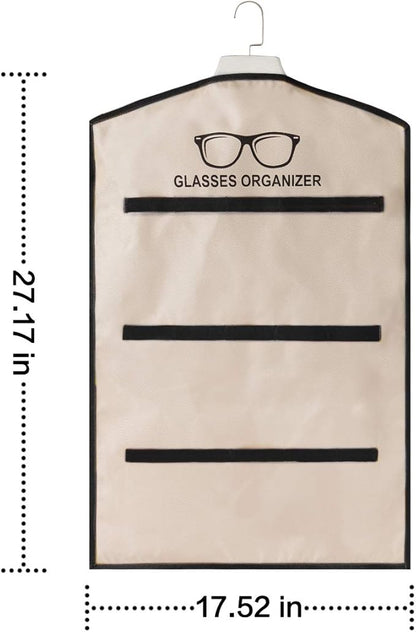 TRIUMPH VISION 15 Slots Hanging Sunglass Organizer, Over The Door Glasses Holder Stand Fabric Eyeglasses Case