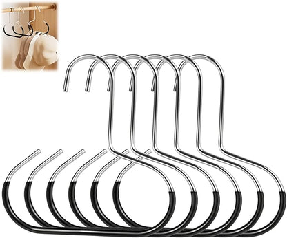 6 Pcs Hat Organizer for Baseball Caps, Heavy-Duty Metal Closet Cap Rack Holder for Space-Saving, Cap Organizer for Baseball Caps, Beanies, Belts, Purses (Black)