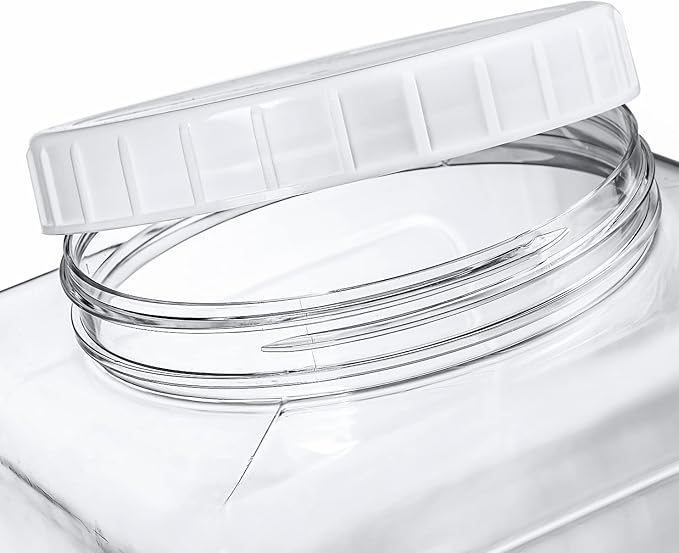 Elsjoy 2 Pack 1.3 Gallon Large Plastic Storage Jars with Screw-on Lids, Wide Mouth Airtight Clear Kitchen Food Containers for Dry Food, Candy, and Snacks