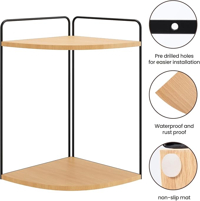 Forest Angle Bathroom Counter Organizer,Countertop Organizer,Vanity Organizers,Bathroom Storage,Bathroom Sink Caddy,Counter Shelf,Corner Counter,Corner Shelves(Black-Burlywood)