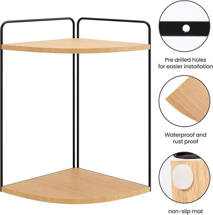 Forest Angle Bathroom Counter Organizer,Countertop Organizer,Vanity Organizers,Bathroom Storage,Bathroom Sink Caddy,Counter Shelf,Corner Counter,Corner Shelves(Black-Burlywood)