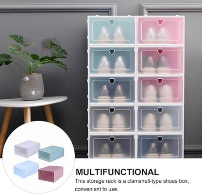 Thickened Large Plastic Shoe Storage Box Set 4pcs with Dustproof Flip- Organizer for Home Closet