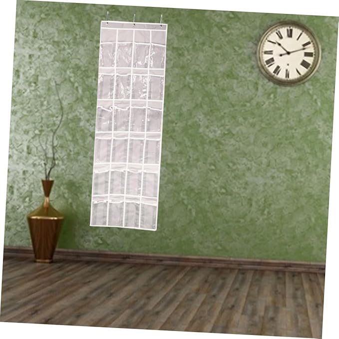 24Grid Transparent Hanging Shoe Organizer Bag Clear Wall Storage for Shoes Toiletries and Sundries Over the Door Bathroom Storage