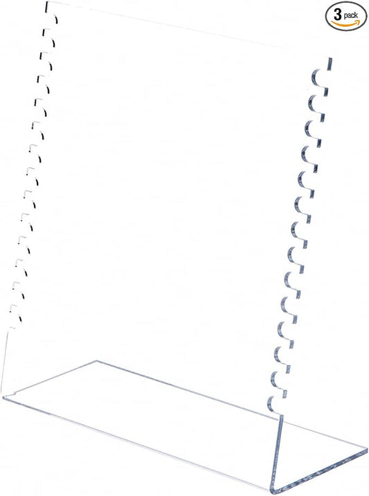 Plymor Clear Acrylic Necklace Display Stand with Side Hooks, 10.625" W x 4" D x 11.75" H (3 Pack)