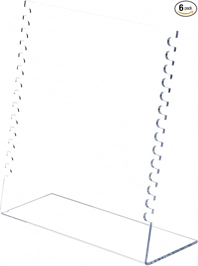Plymor Clear Acrylic Necklace Display Stand with Side Hooks, 10.625" W x 4" D x 11.75" H (6 Pack)
