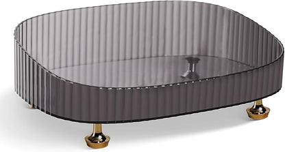 Clear Acrylic Perfume Tray, Round Makeup Bathroom Trays for Counter, Decorative Vanity Trays for Bathroom Countertop for Dresser Tops - Black