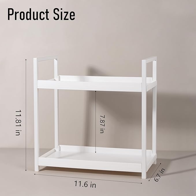 Anyoifax Bathroom Counter Organizer 2 Tier Vanity Storage Countertop Shelf Makeup Organizer Perfume Tray Skincare Holder for Sink, Dresser, Kitchen, Small White