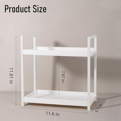 Anyoifax Bathroom Counter Organizer 2 Tier Vanity Storage Countertop Shelf Makeup Organizer Perfume Tray Skincare Holder for Sink, Dresser, Kitchen, Small White