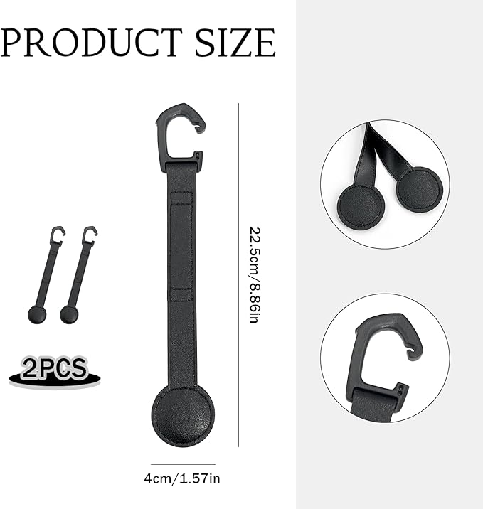 Cowboy Hat Holder for Truck, 2 Pack Black Leather Magnetic Hat Clip - Universal Hat Rack Organizer for Car Pickup Seat Headrest, Travel Hat Hanger Accessory