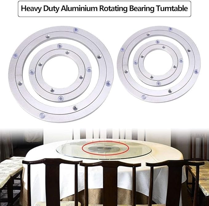 Lazy Susan Bearing, Lazy Susan Hardware Turntable Bearing Lazy Susan Parts Heavy Duty Aluminium Alloy Rotating Bearing Plate Turntable Round Dining Table (8 inches*H8.5MM)
