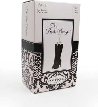 Boottique Boot Organizer: The Boot Rack Fits in Most Closets- Hangs, Holds, Shapes, & Protects Every Size and Style of Boots (6 Boot Hangers) (3 Silver Hangers Add-on)