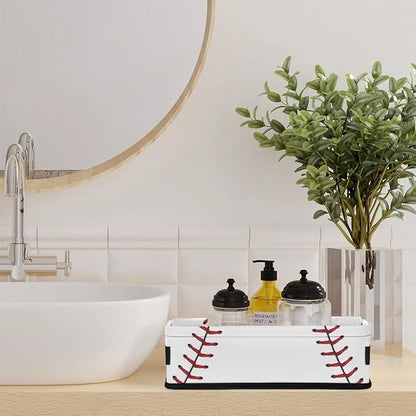Baseball Lace Small Bathroom Baskets for Toilet,Foldable Toilet Paper Tank Basket Organizer for Towels Storage Decorative Open Storage Bins for Home,Closet,Containers,Cabinet