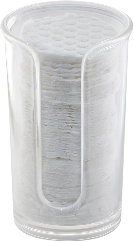 mDesign Small Plastic Cosmetic Pad Dispenser - Compact Storage Holder for Astringent Wipes on Bathroom Vanity Countertops, Cotton Rounds Included - Lumiere Collection - Clear