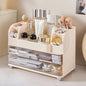 Extra Large Makeup Organizer with 2 Wide Drawers Divided Top Compartment, Spacious Cosmetic Display Case, 4 Colors Skincare Storage box for Vanity and Countertop (Beige)