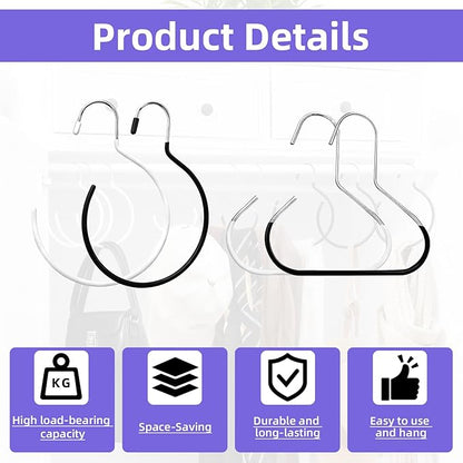 20 Pcs Scarf Ring Hangers (Black and white) Anti-Slip Wardrobe Storage Accessories for Ties Hat Hooks Scarves Belts Tank Tops