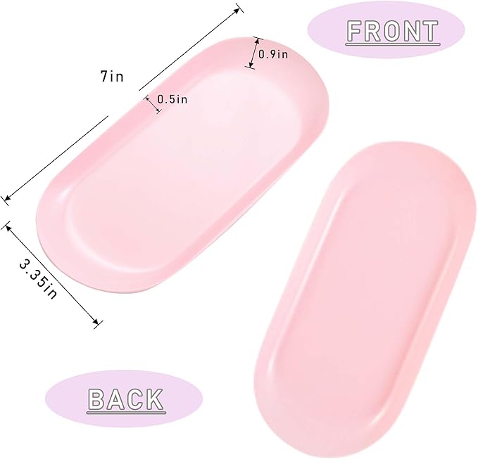 Nail Tray Pink Manicure Tool Tray Display Nail Art Dish Storage Oval Manicure Tray Jewelry Rhinestone Cosmetics Organizer Decorative Small Storage Plate