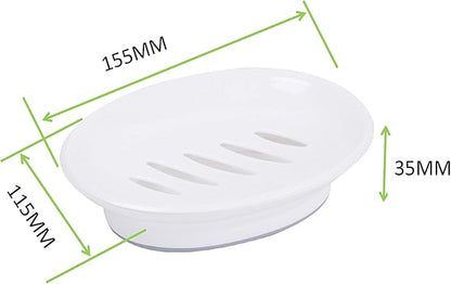 Soap Holder Storage Rack Plastic Dish 2-Pack With Drain Easy Cleaning Saver Dry Stop Mushy Tray for Shower Bathroom