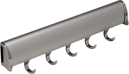 Hafele Belt Rack, Synergy Collection (Matt Aluminum with Chrome, 5 Hook, 11 7/8")