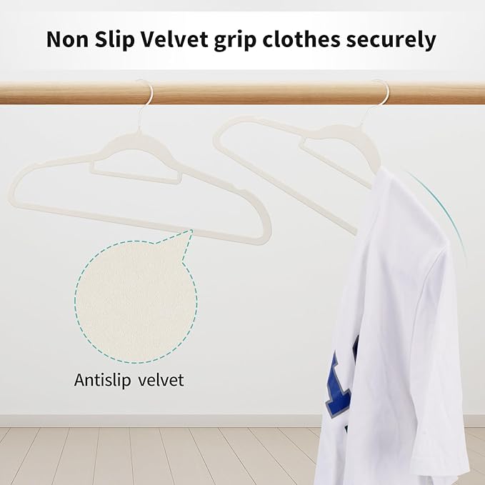 30 Pack White Velvet Hangers, Ultra Slim Non-Slip Felt Coat Suit Hangers with Space Saving 360° Swivel Hook, Modern Clean Look for Closet Organization