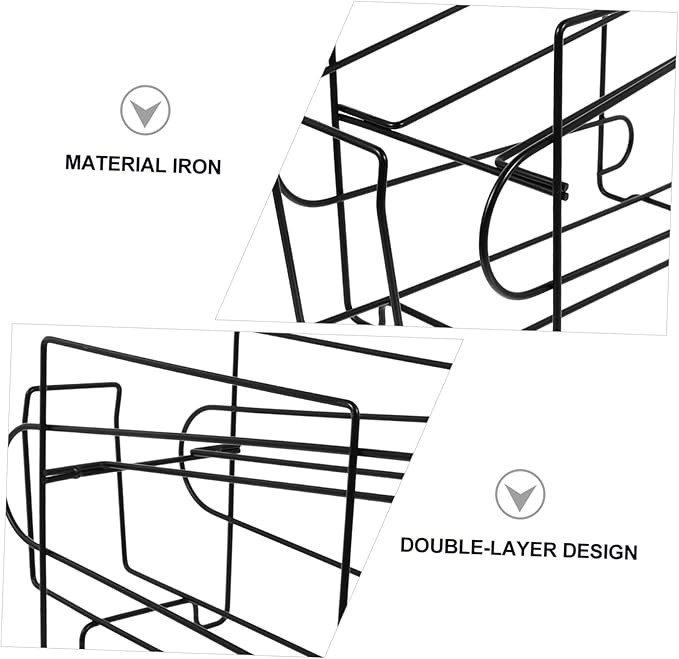 Cabilock 1pc Double Refrigerator Storage Rack for Beer Beverages Black Beverage Organizer for Pantry and Fridge Rolling Design for Easy Access Cans and Bottles Holder