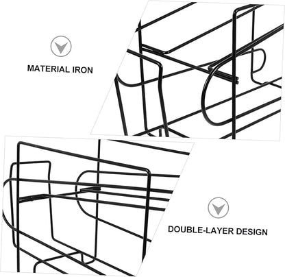Cabilock 1pc Double Refrigerator Storage Rack for Beer Beverages Black Beverage Organizer for Pantry and Fridge Rolling Design for Easy Access Cans and Bottles Holder