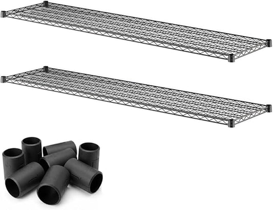 2 Pack Black Additional Wire Shelf for 18" x 72" Shelving Units, Replacement Shelves for Wire Rack