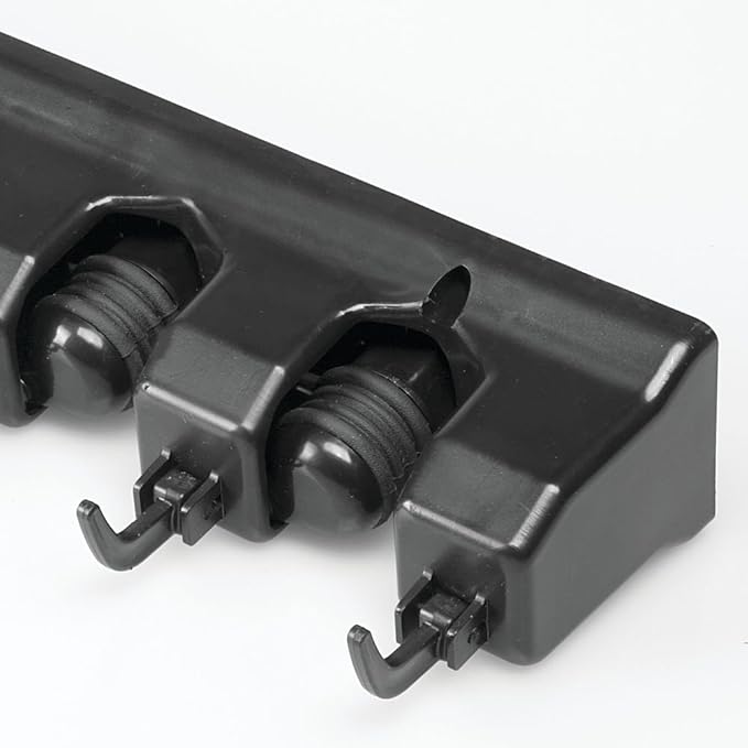 iDesign InterDesign Kitchen, Laundry Room, Garage or Utility Closet – Black Wall Mount Mop & Broom Holder