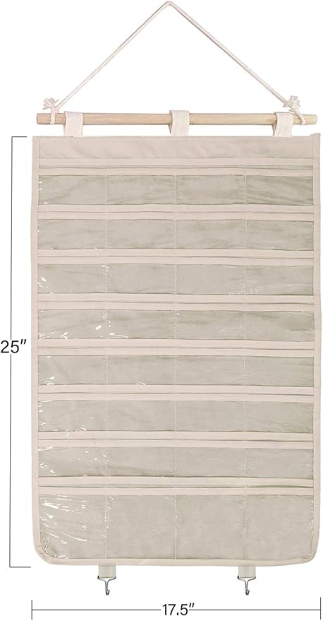 BB Brotrade Hanging Jewelry Organizer,32 Clear PVC Pockets Wall Jewelry Storage with 2 Metal Hooks for Holding Jewelries