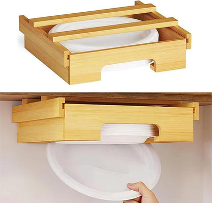 Wall Mounted Paper Plate Storage Rack Practical Under Cabinets Dish Efficient Kitchenwares Decorations