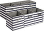 Amazon Basics Collapsible Fabric Storage Bins with Handles, Cube Organizer for Organizing, 13"x13"x13", White/Light Grey Stripe, 6-Pack