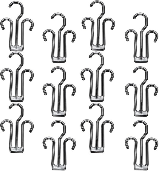 balacoo 20pcs Black Plastic Hanging Shoe Organizer Rack with Hooks for Slipper Drying and Shoe Storage for Home Dormitory and Hotel Use
