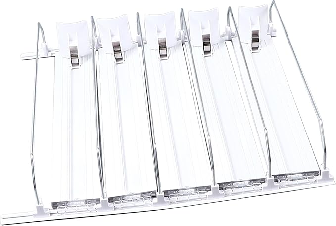 38cm Spring Push Drink Dispenser, Adjustable Push Rod Slide Rail Soda Can Dispenser, Automatic Restocking Fridge Pusher for Beer Beverages (White)