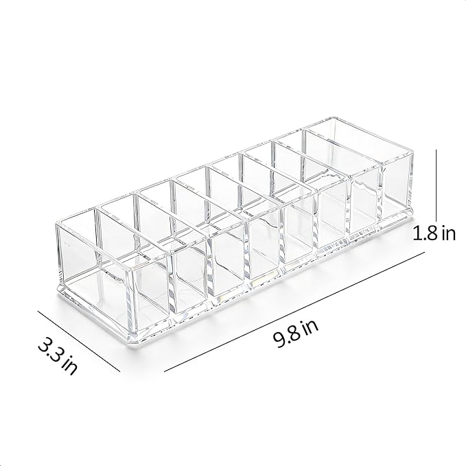 Makeup Organizer, Clear Acrylic Lipstick & Eyeshadow Palette Storage for Women & Girls, Desk & Drawer Cosmetic Holder, Easy Access (Clear)