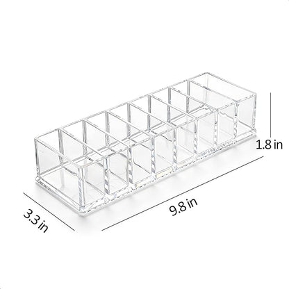 Makeup Organizer, Clear Acrylic Lipstick & Eyeshadow Palette Storage for Women & Girls, Desk & Drawer Cosmetic Holder, Easy Access (Clear)