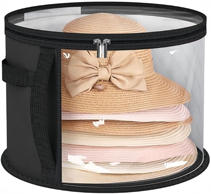 Breathable Hat Organiser Bag Foldable Caps Holder Hat Storage Bucket with Handle for Travel and Home Use
