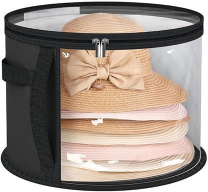Breathable Hat Organiser Bag Foldable Caps Holder Hat Storage Bucket with Handle for Travel and Home Use