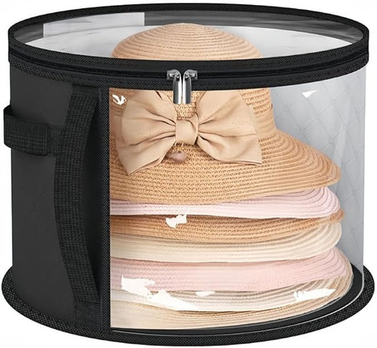 Breathable Hat Organiser Bag Foldable Caps Holder Hat Storage Bucket with Handle for Travel and Home Use