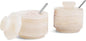 Salt Cellar with Lid and Spoon 3" Inch White Onyx Salt and Pepper Dish, Marble Sugar and Salt Bowls, Ideal for Easter Table Decor and Kitchen Countertop Storage