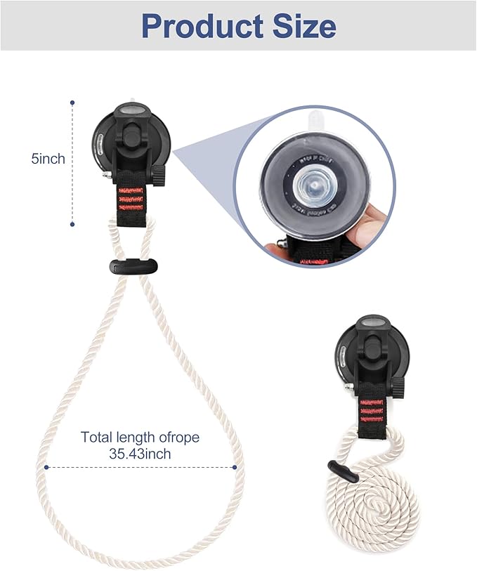 CONBOLA Suction Cups with Rope,Cowboy Hat Rack for Truck Car Heavy Duty Hat Holder,Upgrade Multi Purpose Hanger with Buckle for Truck Cars RV Boat Window Glass Camping.