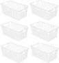 16" Upright Freezer Organizer Baskets, Wire Storage Bins Large Bakset for Freezer, Pantry, Kitchen, Bathroom Organizing, White, Set of 6