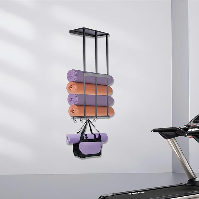 Camping Chair Rack for Garage Storage, Metal Camping Chair Storage Wall Mount Beach Chair Umbrella Storage Holder with 4 Hooks for Garage Organizer