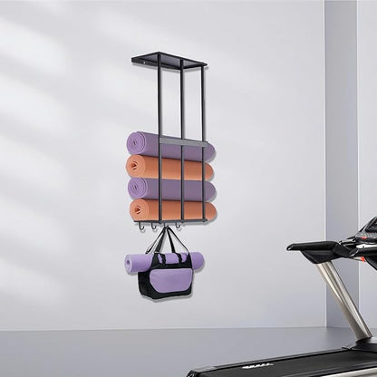 Camping Chair Rack for Garage Storage, Metal Camping Chair Storage Wall Mount Beach Chair Umbrella Storage Holder with 4 Hooks for Garage Organizer