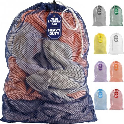 Handy Laundry Mesh XL Laundry Bag 24"x36", Heavy Duty Drawstring, Navy Blue by Handy+Laundry