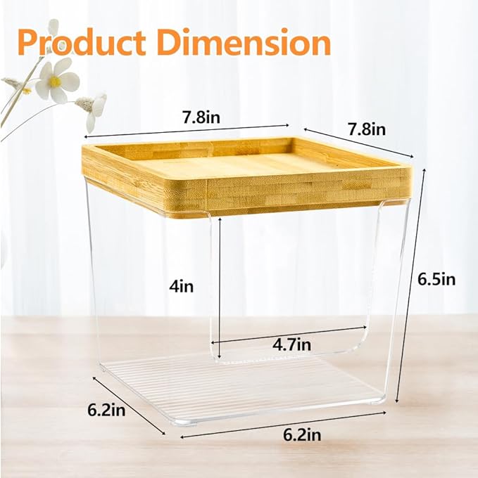 GRETJOB Disposable Face Towel Holder Box, Acrylic Facial Container for XL Clean Skin Club, Large Storage With Bamboo Lid Towel Organizer Container for Bathroom, Vanity Makeup, Clear